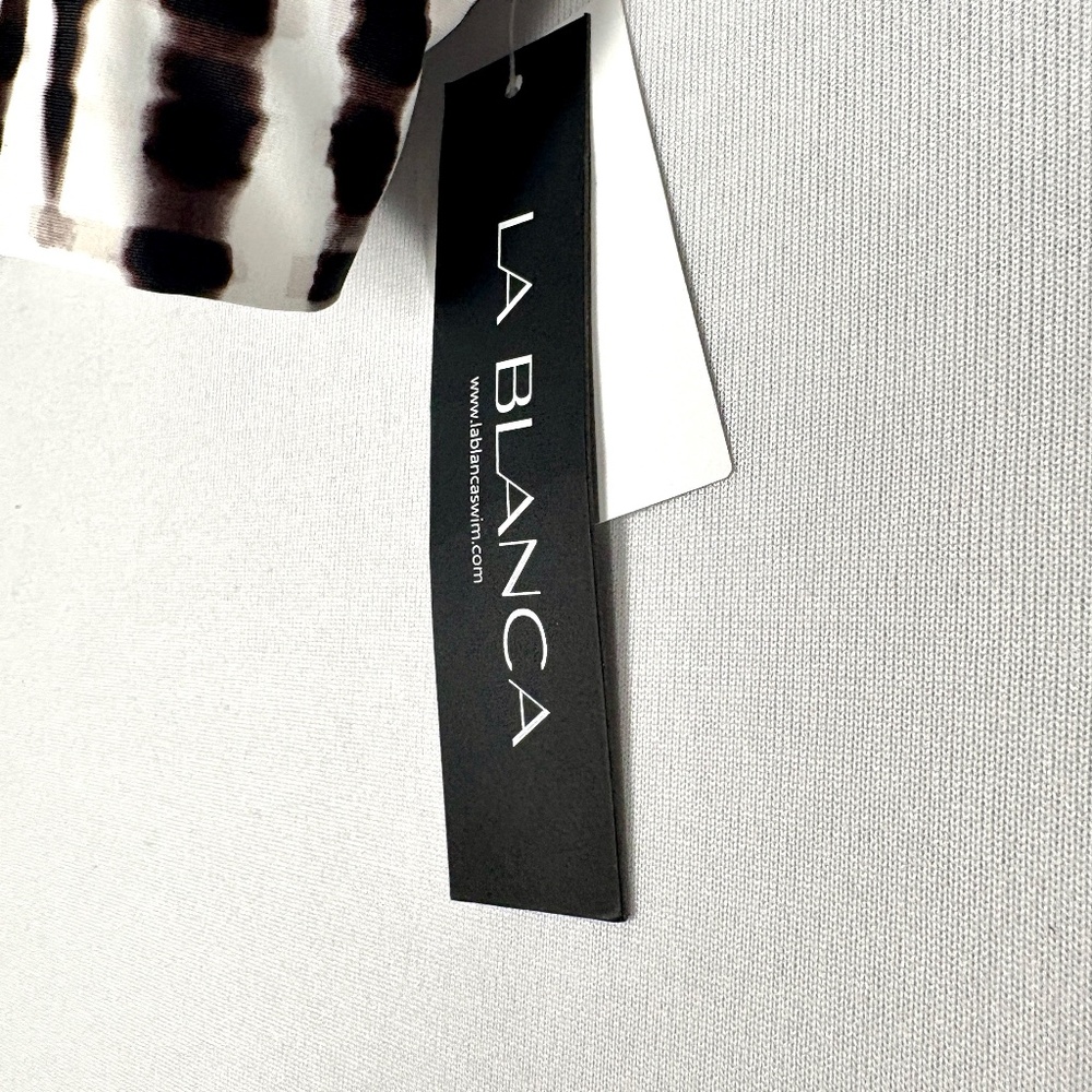 LA BLANCA | Tie Dye Longline V-Neck Brown & White Embellished Bikini Top‎ - Picture 6 of 14